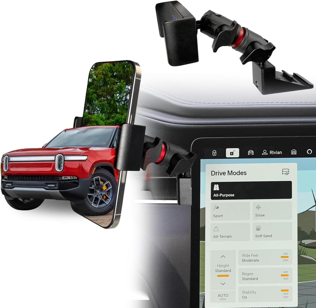 Vent Phone Mount Rivian R1T R1S for 2022 2023 2024 2025 2026 Rivian R1T R1S Accessories | Aluminum Telescopic Air Vent Phone Holder |Thick Case Friendly Car Mount for iPhone 16/15 Pro Max, Galaxy S24