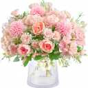 ASTRYAS 4PCS Pink Flowers Artificial Peonies Fake Peony Silk Hydangea for Decoration, Fuax Flowers Arrangements for Wedding Home Party Outdoor Decoration (Pink)