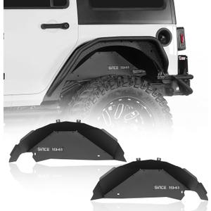 Hooke Road Aluminum JK Rear Inner Fender Liners Wheel Well Liner for 2007-2018 Jeep Wrangler JK & Unlimited 2/4 Doors, 2PCS Lightweight Mud Guard Covers