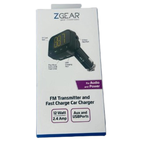 Zgear FM Transmitter And Fast Charge Car Charger Audio and Power
