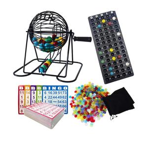 Yuanhe Deluxe Bingo Game Set - Metal Round Cage, 75 Colored Bingo Balls, 100 Bingo Cards, 500 Mixed Chips and Master Board for Large Groups, Parties