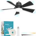 Socket Fan Light, E26 E27 Screw in Ceiling Fans with 1 Spare Lightbulb 20.5 in, Light Fan with Lights Dimmable for Kitchen Garage Laundry Room Black