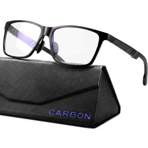 Carbon Blue Light Blocking Glasses Men for Computer, Gaming, Metal Frame Green Light Protection Night Driving Glasses for Man (Black)