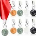 Goaste 8 Pieces Tablecloth Weights, Table Cloth Pendant Stones with Metal Clips, Ball Shape Marble Table Cover Hangers, Heavy Duty Clip Weights for Outdoor Picnic Tables, Curtains, Flags, Banners