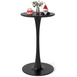 Modern Tulip Round Bar Table, 41” Height Bistro Pub Table, Height Cocktail Bar Table with Metal Base and MDF Top for Kitchen, Dining Room, Home Bar, Café, Small Spaces, Black