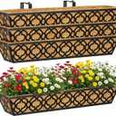 Y&M Deck Railing Planter Boxes 30 Inch 4 Pack, Adjustable Balcony Planter for Outdoor Plants, Metal Railing Planter Box for Deck, Fence and Porch, Window Boxes Outdoor, Sturdy Hanging Planter