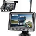 WOOCARTY RV Backup Camera Wireless 1080P Rear View IR Night Vision Camera and 5" Monitor System, IP69 Waterproof Reverse Camera System for Hitching Trailer, Truck, Camper, Fifth Wheels, Pickup, WZ5