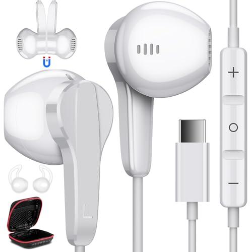 USB C Headphones for Google Pixel 10 9 Pro XL Fold 8 a 7 6, Type C Earphone Noise Isolating Wired Earbud with Mic HiFi Stereo Cord Ear Bud for iPhone 17 Air 16 15 Pro Max/Galaxy S26 S25 Ultra S24 S23