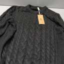 Amazon Essentials Women's Soft Fisherman Cable Knit Long-Sleeve Crewneck Sweater Black, XX-Large
