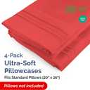Standard Pillow Cases Set of 4 - Ultra Soft Hotel Quality Pillowcase Covers - Comfy Cozy Bedding for Women, Men, Kids & Teens - Machine Washable Pillow Protectors - 4 Piece Set - Standard Size Red
