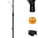 InnoGear Mic Stand, Microphone Stand Floor Detachable Boom Mic Arm Stands with Weighted Round Base, Height Adjustable from 34" to 60" for Blue Yeti HyperX QuadCast Shure SM58 Samson Q2U Fifine K669B