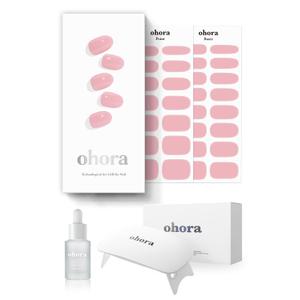ohora Semi-Cured Gel Nail Strips Value Set (N Cream Pink Starter Kit) Includes Full Size Lamp and Mini Remover, Salon-Quality, Long Lasting, Easy to Apply & Remove