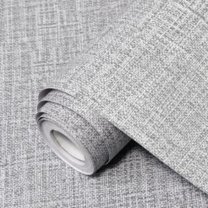 Grey Grasscloth Peel and Stick Wallpaper 17.3"x120" Faux Linen Textured Contact Paper Removable Self Adhesive Vinyl Wallpaper for Bedroom Bathroom Kitchen Cabinets (Gray)