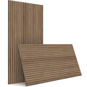 4-Piece Wood Slat Wall Panel for Interior Wall Decor Noise Cancelling 47.2" x 23.6" Peel and Stick Acoustic Decorative 3D Sound Absorbing Wall Paneling, Walnut, 4pcs - 47.2" x 23.6"
