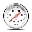 SENCTRL 0-15 Psi Fuel Pressure Gauge, 1-1/2" Dial Size, 1/8" NPT Back Mount, Silicone Oil Liquid Filled, Stainless Steel Case, Inline Low Pressure Gauge, for Water Oil Air Pressure Test