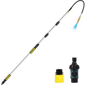 24FT Reach Gutter Cleaning Tools from Ground, Rain Gutter Cleaner Tool, Telescopic Gutter Cleaning Tool with Bendable Wand and Hose Attachment