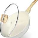 GiPP Ceramic Nonstick Deep Frying Pan Skillet, 12" Saute Pan with Lid, Induction Cookware Non Stick Cooking Pan, PTFE PFOA PFOS APEO Free,White