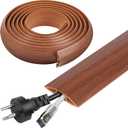 10 FT Floor Cord Cover, Cord Covers for Wires on Floor, Cord Protector, Floor Cable Cover, Hide Extension Cord Covers for Floor, Cable Cavity: 0.47" (W) x 0.29" (H) - Brown