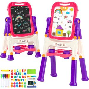 Easel for Kids,Toddler Toys for 3+ 4 5 Year Old Girl Gifts,Double Sided Magnetic Kid Art Ease,Dry Erase Drawing Painting Board,Toddler Easel Learning Toys for 3+ 4 5 Girl Birthday Christmas Gifts (purple)