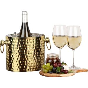 Chic Chill 1-Bottle Wine Chiller Ice Bucket | Keeps Wine & Champagne Bottles Cold Without Touching Ice | Wine Bucket | Handcrafted Artisan Design | Patented Technology | Gold