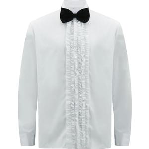 Harry and Lloyd Dumb Ruffled Tuxedo Shirts Dumber 90s Prom Retro Shirts with BowTie Halloween Cosplay for Men (Large)