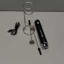 Maestri House Rechargeable Milk Frother with Stand, LunaFro Handheld Electric Foam Maker Waterproof Detachable Stainless Steel Whisk Drink Mixer Foamer for Lattes, Cappuccino (Black)