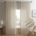 Neutral Beige Linen Curtains 50" x 118 Inch Length for Dining Living Room Light Filtering Neutral Privacy Light Filtering Bedroom Cream Curtain 118 Inch Length 2 Panels