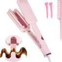 32 mm Hair Waver Curling Iron, Deep Wave Crimper with Ceramic Glaze Coating, 4 Temperature Settings, Even & Fast Heating, Anti-Scald Handle, for Travel, Office, Daily Styling