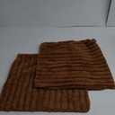 Deeland Pack of 2 Decorative Throw Pillow Covers Faux Rabbit Fur Cozy Velvet Super Soft Fuzzy Striped Set Case Cushion for Couch Sofa Bedroom 18 x 18-Inch Brown