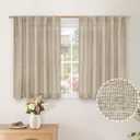 BGment Linen Curtains 36 Inch Length for Window 2 Panels, Rod Pocket Linen Textured Short Drapes Light Filtering Privacy for Bedroom Kitchen Cafe Back Tab, Dark Oatmeal, 42 X 36 Inch