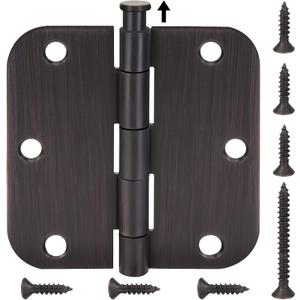 TICONN 48-Pack 3.5 Inch Door Hinges with 5/8" Radius Corner, 3-1/2 x 3-1/2 Inch Iron Bifold Residential Doors Hardware (5/8" Radius Corner, Oil Rubbed Bronze, 48 Pack)