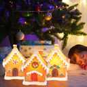 Christmas Gingerbread House Tabletop Decoration Lighted Christmas Village House Real Wax Battery Operated with Remote Flickering LED Light Christmas Village Decor for Mantel Desk Table Centerpiece