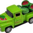 Watermelon Decor Mini Vintage Green Metal Pickup Truck with 6 Realistic Resin Mini Watermelons, Rustic Farmhouse Tiered Tray Decor for Kitchen Table, Happy Summer Party Home Decoration