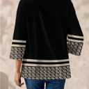 SweatyRocks Women's Geometric Print Round Neck Blouse Casual 3/4 Sleeve Loose Office Tops (S)