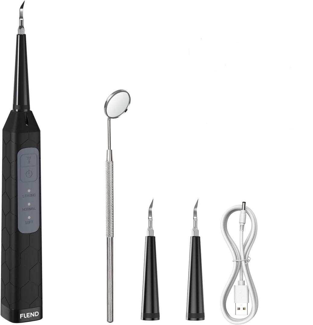 Plaque Remover for Teeth, Dental Care Device 3 Adjustable Modes Teeth Cleaning Kit with 2 Replaceable Clean Heads for Tartar & Calculus Remover (Grey)