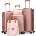 Cosbarn Luggage Sets 5 Piece Suitcases with Wheels, Suitcase Set ABS Hard Case Luggage with TSA Lock Spinner Wheels Durable Travel Luggage (5-Piece Set(20"/24"/28"))