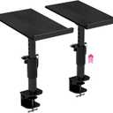 Liquid Stands Studio Monitor Stands - Music Studio Desktop Speaker Stand - 2 Pack 12x9 Clamp-on Adjustable Short or Tall Speaker Support for Music Booth Desk Audio Monitor Stand Mount with Tilt