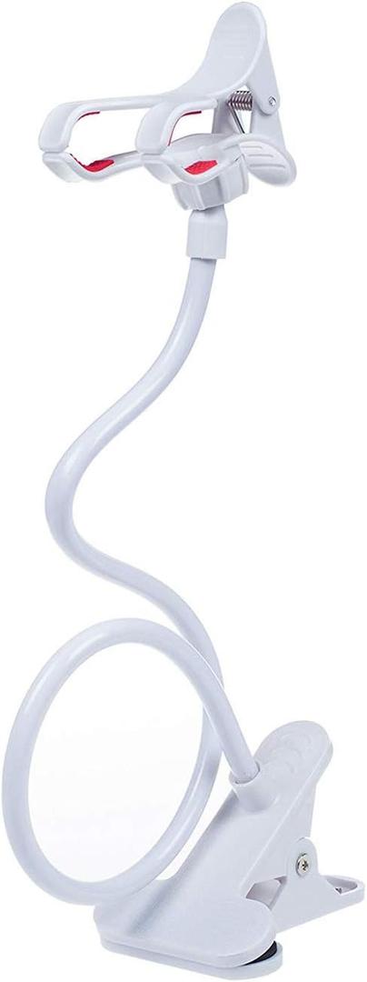 ITART Cell Phone Holder,Universal Bedside Phone Stand,Lazy Bracket,Flexible Long Arms Clip Mount for iPhone X Samsung Galaxy in Bedroom Office Desk-White