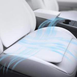 Seat Cushion for Tesla Model Y 3 S X Hollow-Out Breathable Cool 3D Air Mesh Seat Pad Strong Support Hip Pain Relief for Driving Fits Most Car Seat Office Chair Home Use Washable Easy, White