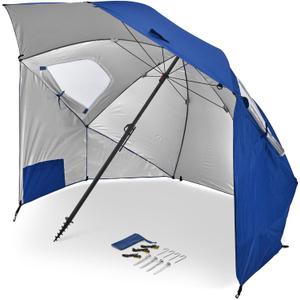 Sport-Brella Premiere UPF 50+ Protection Umbrella Shelter with Patented Side Panels and Tilt Mechanism, Heavy-Duty 1.25 Inch Center Pole, Auger Anchor for Sand and Grass