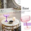 2 Pcs Ribbed Coupe Glasses, 10 oz Vintage Cocktail Coupe Glasses Set, Classic Cocktail Galssware, Bar Drinking Glasses Set Pefect , Wine, Champagne & Gift (PINK&PURPLE)