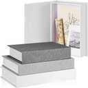 Tioncy 3 Pcs Fake Book Box Neutral Linen Book Box Decorative Faux Prop Storage for Farmhouse Home Decor shelf Table Card Photo DIY Keepsake Gift(Multi Sizes,Gray Tone)