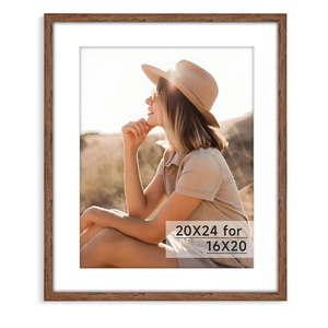 HLiWEGNS Dark Walnut 20x24 Frame - Single Frame - Rustic Woodgrain 20 x 24 Poster Frame for Pictures 16x20 with Mat or 20x24 Picture Frame Without mat for Wall Gallery Display - Ideal Christmas Day