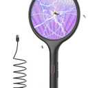 YISSVIC Electric Fly Swatter 4000V Bug Zapper Racket Dual Modes Mosquito Killer with Purple Mosquito Light Rechargeable for Indoor Home Office Backyard Patio Camping (Black-1 Pack)