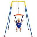 Baby Jumper with Stand, Infant Jumper with Adjustment Strap, Indoor/Outdoor Toddler Swing Set, Baby Jumpers and Bouncers for Boys Girls 6-24 Months, Easy to Assemble & Store (Blue)
