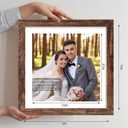 Hongkee 12x12 Picture Frame Set of 4 - Made of Glass and Rustic Brown Wooden Frame, Display Square Pictures 10x10 with Mat or 12 x 12 without Mat, Desktop & Wall Collage Photo Frame, 12x12 in