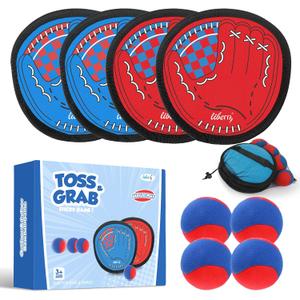 Liberry Toddler Baseball Glove and Ball Set for Boys Girls 312, Toss and Grab Sticky Ball Game with Adjustable Mitts, Kids Sports Toy Gift for Outdoor Indoor Family Play