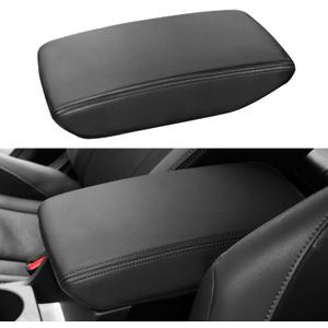 INTGET for 2026 Subaru Crosstrek/Impreza Accessories 2024 2025 Center Console Armrest Cover Leather Arm Rest Box Lid Car Middle Seat Cover Protector (Black Stitches, 2024+)