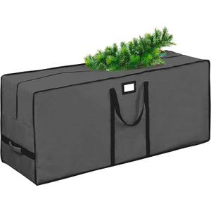 9 ft Christmas Tree Storage Bag, Heavy Duty 600D Oxford Fabric with Reinforced Handles and Dual Zip Wide Opening, Extra Large Storage Container for Trees and Decorations (Grey) (65"x15"x30")