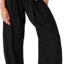 Lotus and Luna Women's Harem Pants Thai Pants for Beach & Lounge High Waisted Flowy Boho Pants Genie Pants Yoga Pants (Large, Black)